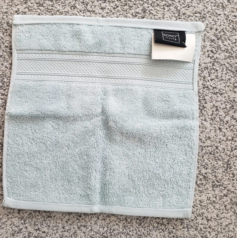 Set of 2 pale Teal Wash Cloths NWT Towels